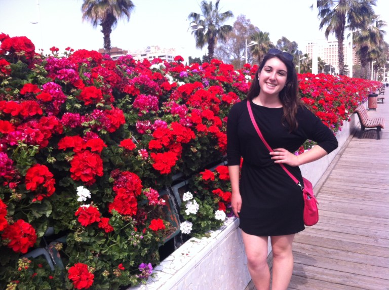 We came across a bridge lined with flowers while exploring!