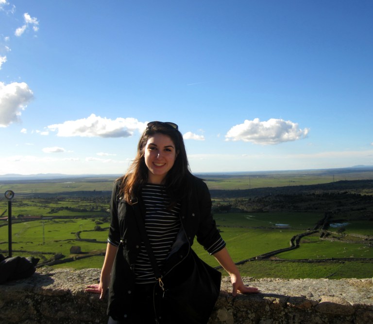 The countryside of Trujillo and some ruins in the background