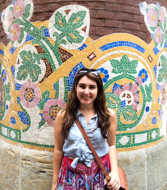 In front of a beautiful mosaic at the Catalán Music Hall