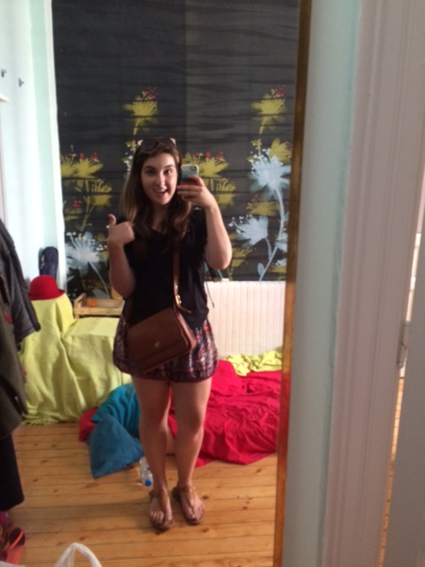 Ready for another adventure! (Don't mind the unmade bed in the backgroun)